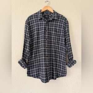 Men’s Rails Gray Plaid Flannel Button Down Shirt, sz LG